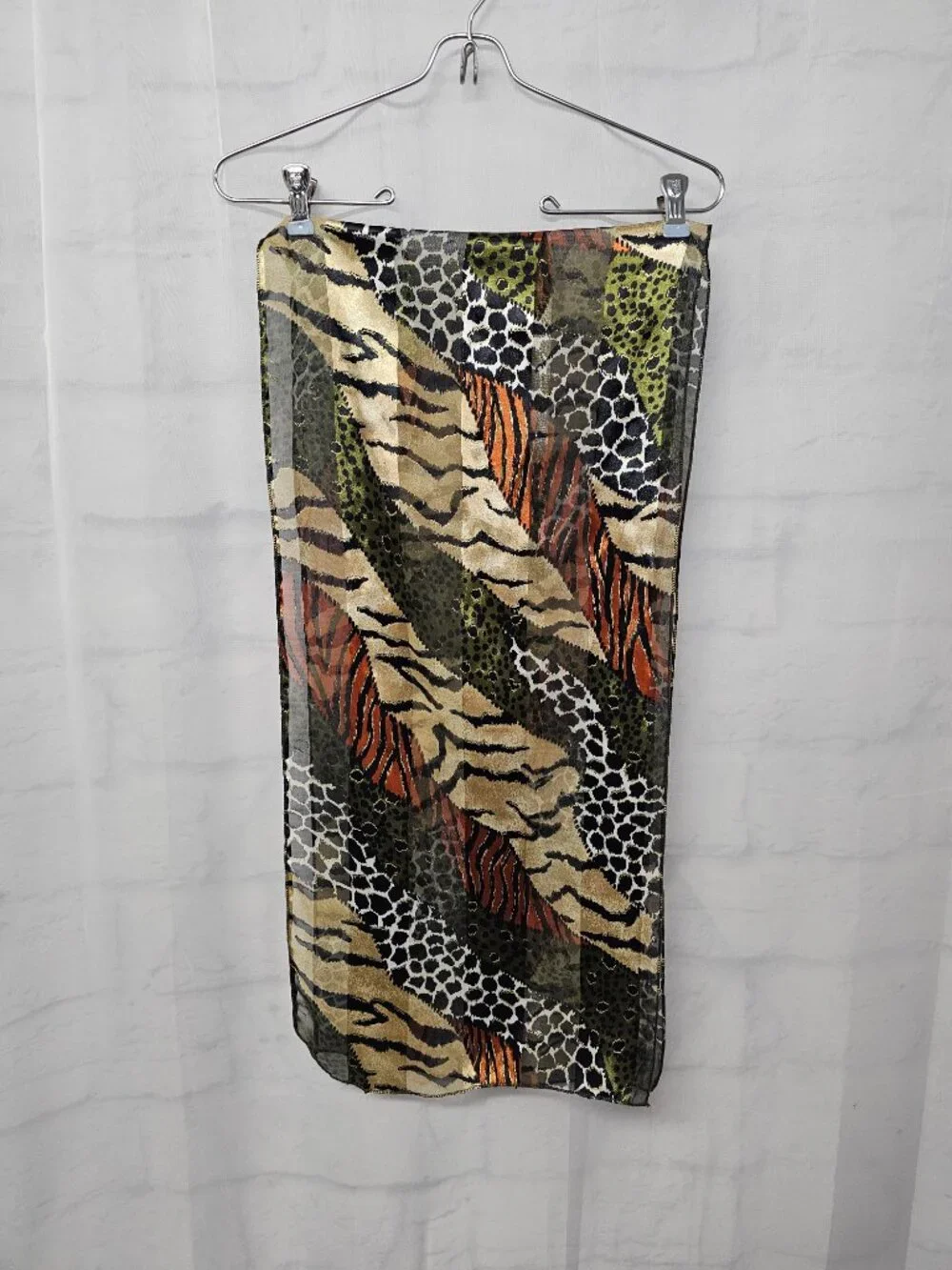 Unbranded Scarf Animal Print Sheer Goth Grunge Punk Metallic Black Green